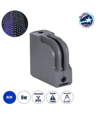 GLOBOSTAR® WINDOWCORNA 90115 Γωνιακό Φωτιστικό Ανάδειξης Παραθύρων LED 6W 480lm 3°x172° DC 24V Αδιάβροχο IP65 Μπλε Dimmable - CREE XPE Chip - Γκρι Ανθρακί - Μ12 x Π4 x Υ12cm - 3 Χρόνια Εγγύηση